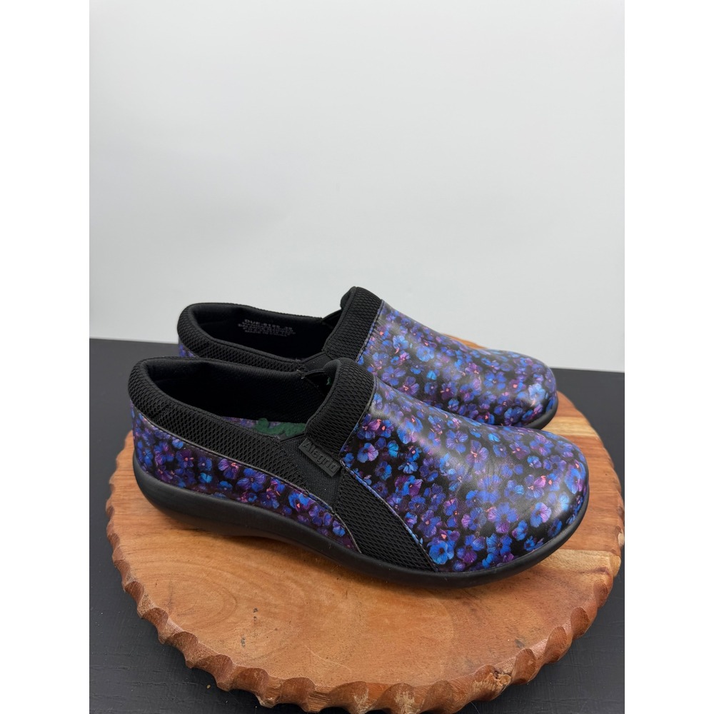 Alegria Duette Slip On Shoes Womens 39 Purple Blue Floral Nursing Clogs DUE-8125
